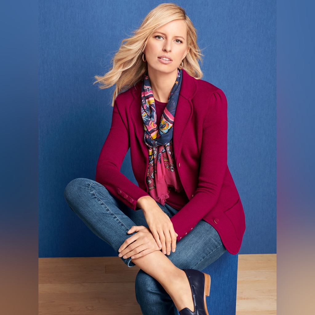 Talbots. Elevated, Comfortable Women's Burgundy Blazer
